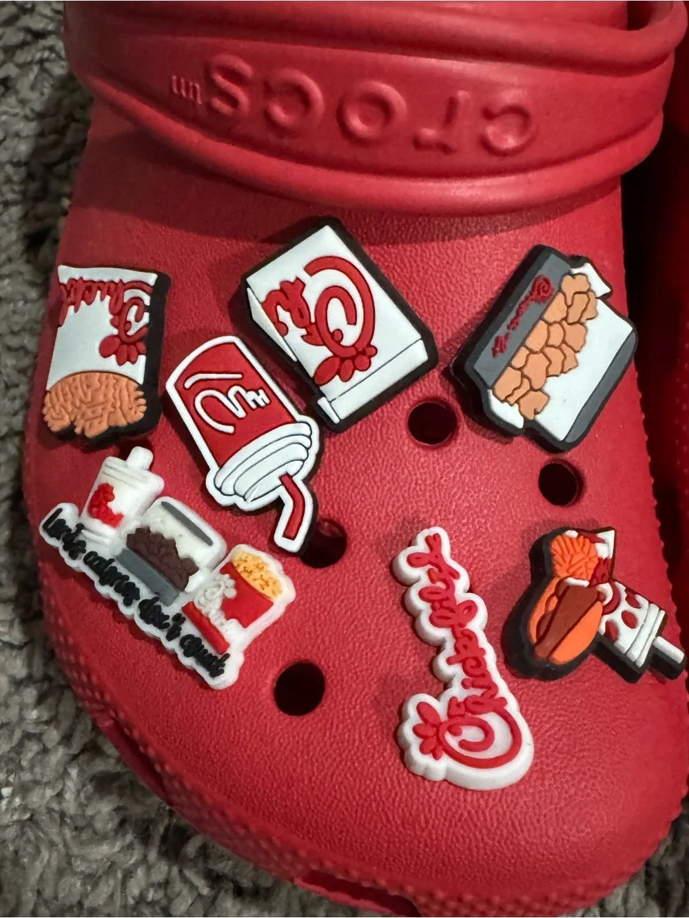 Crocs Classic Clog for Kids - Red with Chick-Fil-A charms - 2